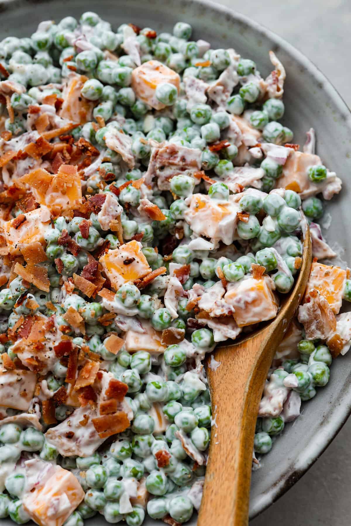 Best Ever Creamy Pea Salad with Bacon