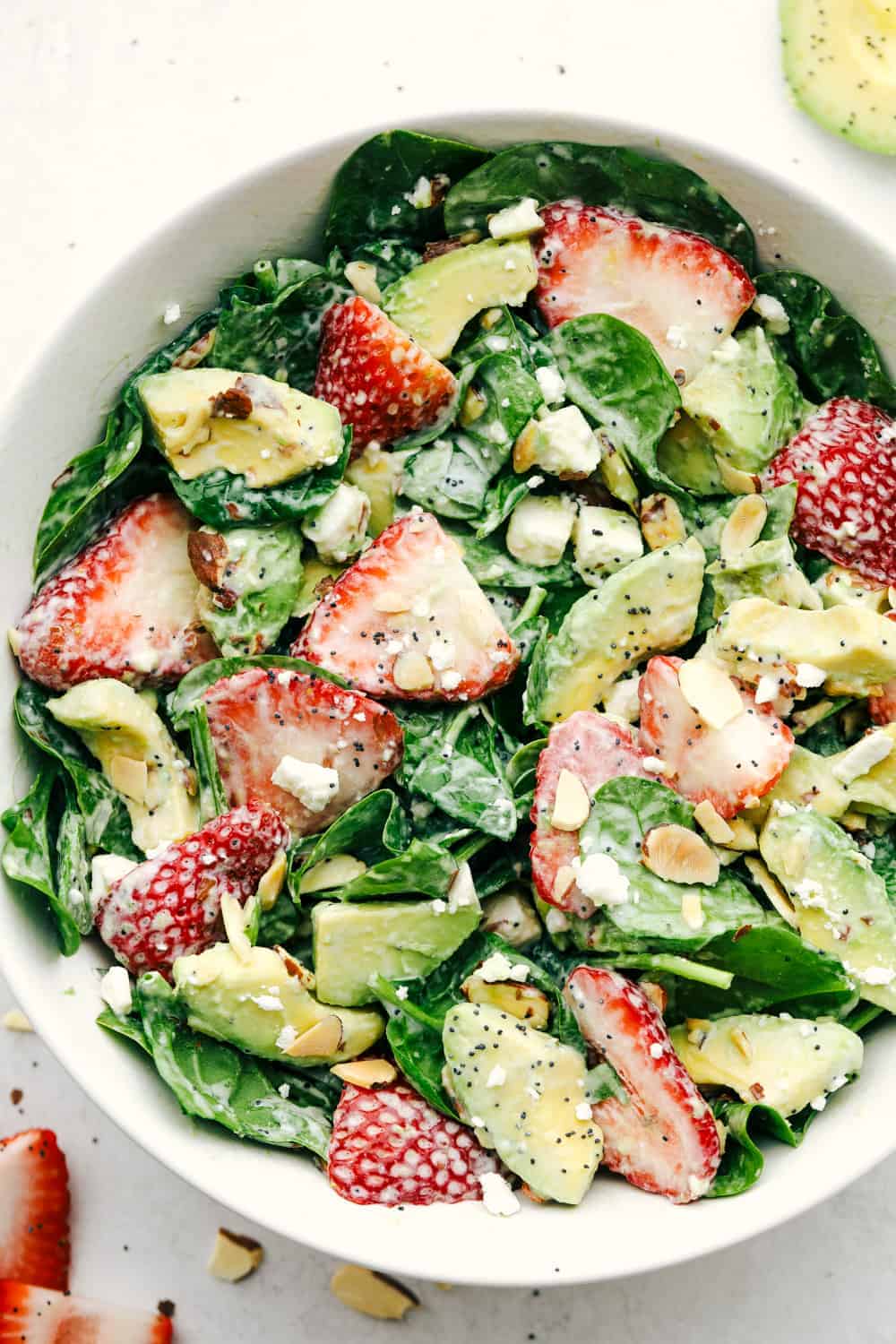 Strawberry Avocado Spinach Salad with Creamy Poppyseed Dressing