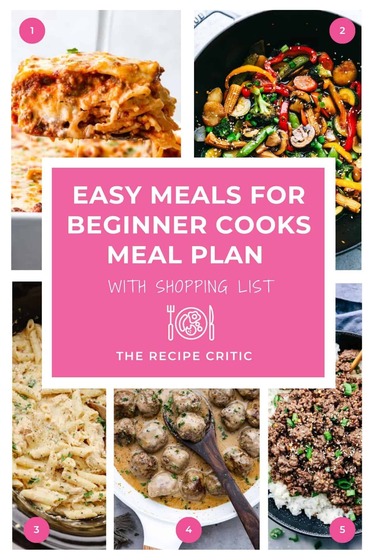 Easy Meals for Beginner Cooks Meal Plan